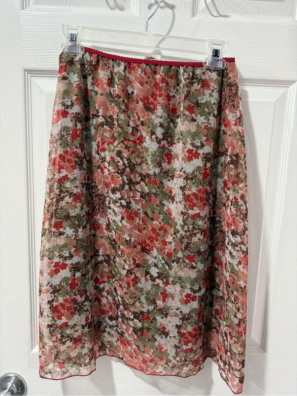 Vintage Jonathan Martin Floral Sheer boho Midi Skirt - Red & Green, lined - Picture 7 of 8
